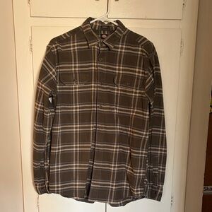 Dickies Olive, Tan & Blue Plaid Flannel Shirt